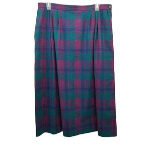 Pendleton 16 Pink Green Plaid Virgin Wool Skirt USA Pockets Lined School Girl Pr